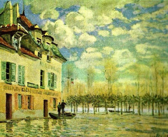oversvamning i port, Alfred Sisley